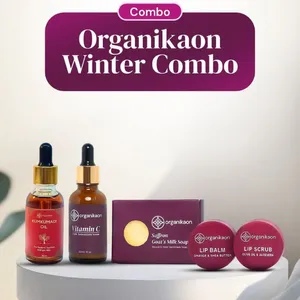 Organikaon Winter Special Combo (Kumkumadi Oil 30ml, Triple Anti Oxident Vitamin C Serum 30ml, Saffron Goat Milk Soap 100g, Lip Balm 10gm &  Lip Scrub 10gm)
